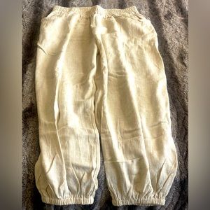 Linen joggers in sand/beige size large
